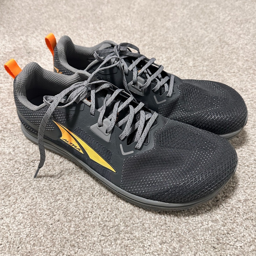 Altra Men's Athletic Shoes in Charcoal Gray with Orange Accents